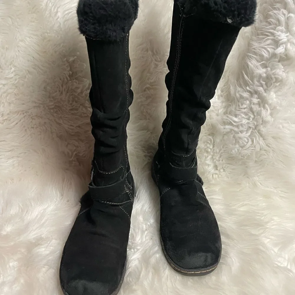 Bare traps Emalyn leather suede Black mid calf boots.Faux fur lining  SZ11M 9M